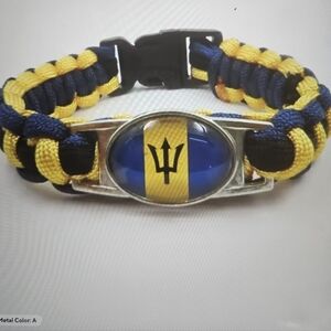Barbados Flag with Trident Emblem Paracord Bracelet**Unisex Wear**